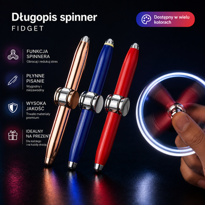 Długopis Fidget Spinner LED – Wirujący Żyroskop z Podświetleniem